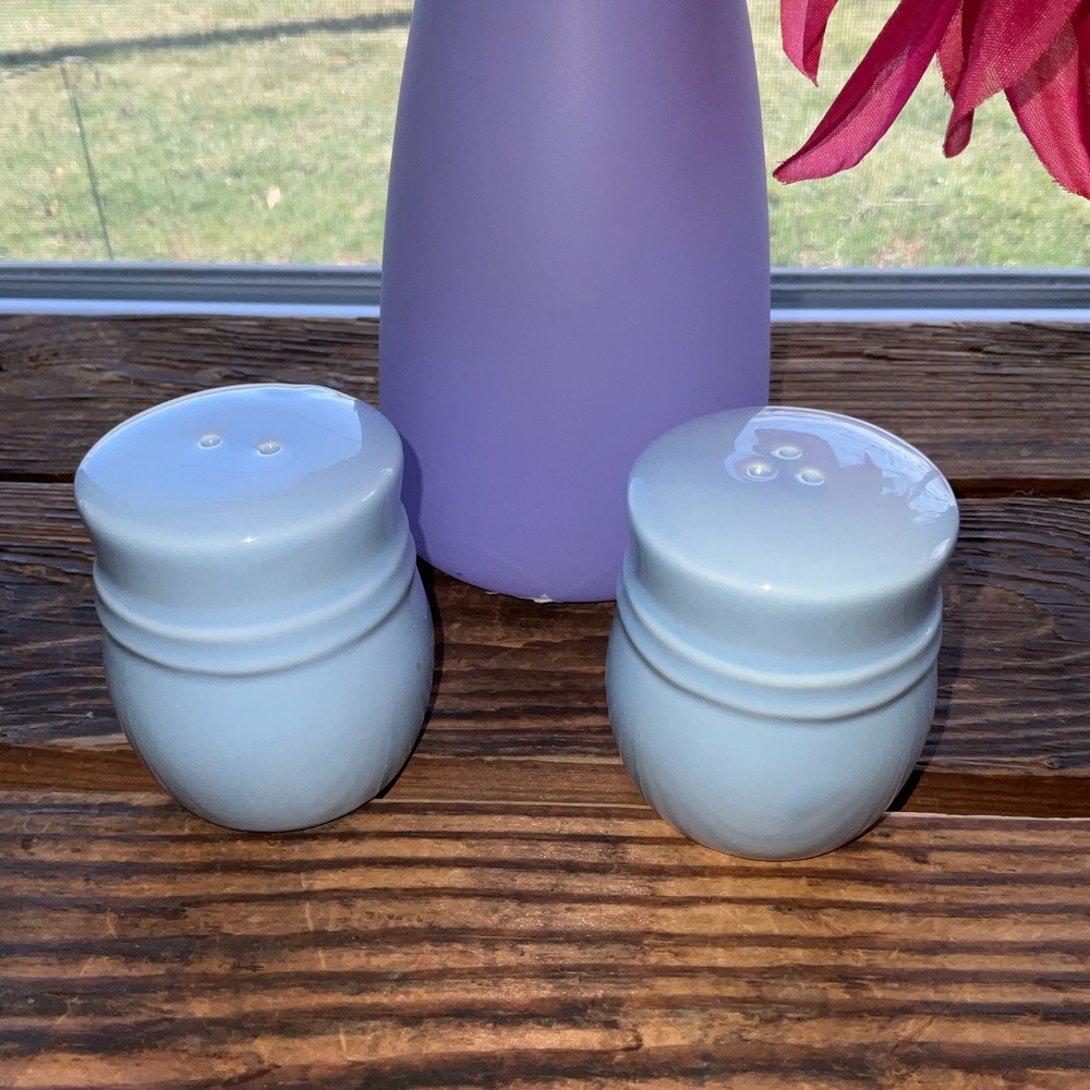 Embossed Blue Bow Salt and Pepper Shakers - New - Picture 3 of 4